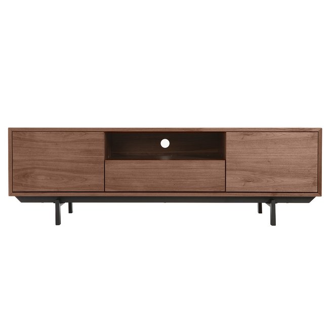 Meuble TV vintage en bois foncé niche ouverte L160 cm MANNY - MILIBOO