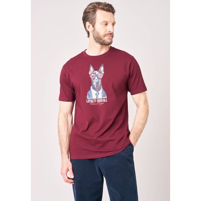 T-shirt confort homme en 100% coton imprimé chien lunettes LOYALTY - DEELUXE