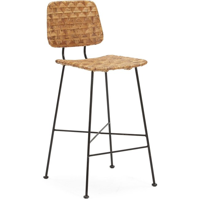 Chaise de bar en osier, Cabot Couleur naturel, noir <span itemprop=