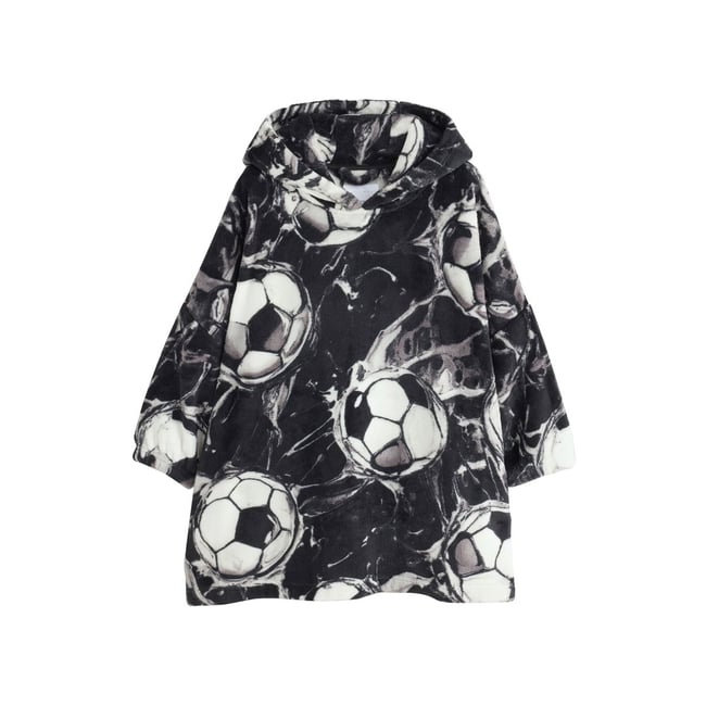 Poncho en polaire football noir/blanc <span itemprop=