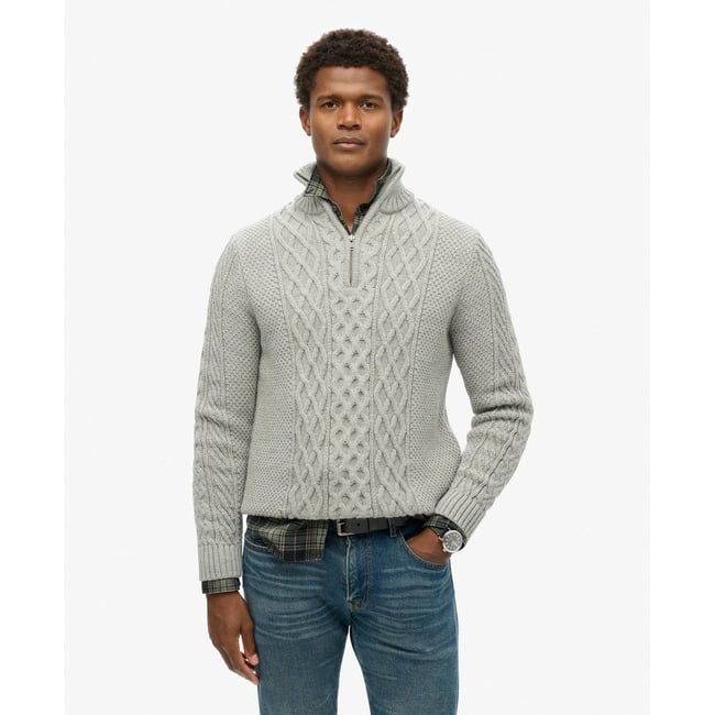 Pull torsadé à col zippé Jacob - SUPERDRY
