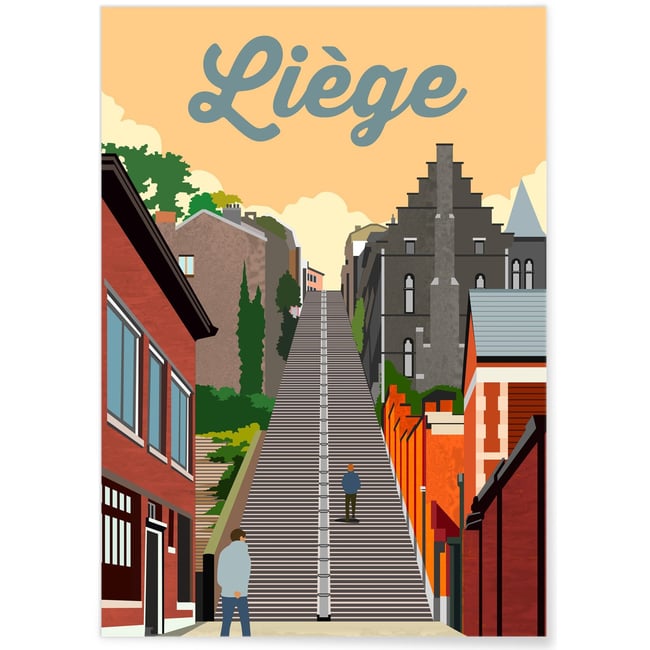 Affiche ville Liège Couleur blanc <span itemprop=