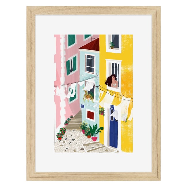Affiche encadrée Holiday, cadre en chêne, 30x40cm Couleur multicolore-bois massif fsc <span itemprop=