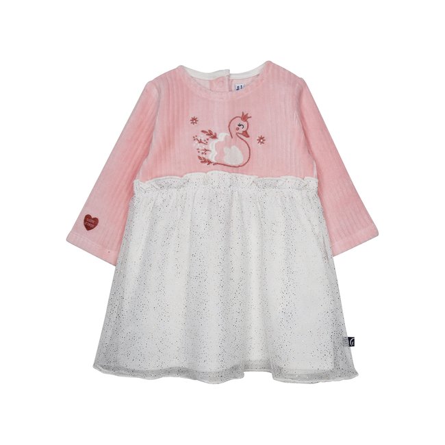 Robe en maille manches longues pensée rose <span itemprop=