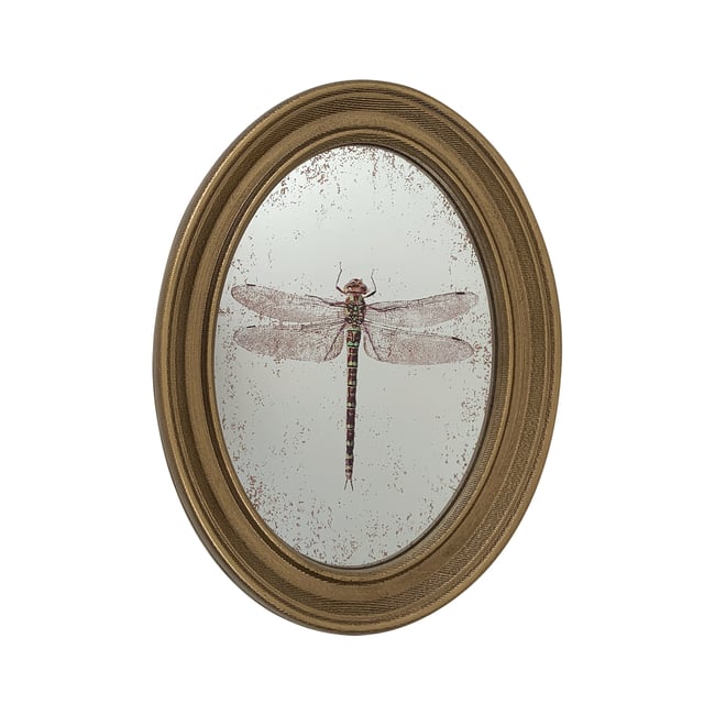 Déco murale encadrée libellule 20x30cm Couleur or <span itemprop=