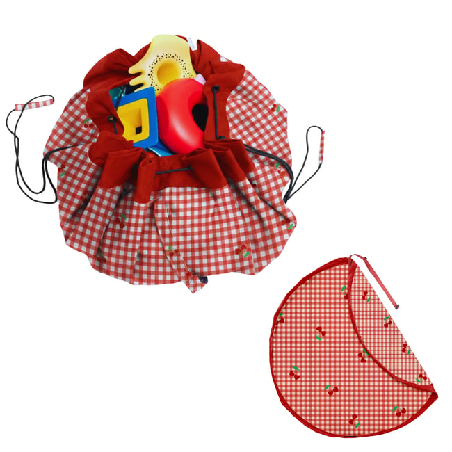 play&go - tapis de jeu & sac à jouets outdoor - pic nic ecru/rouge <span itemprop=