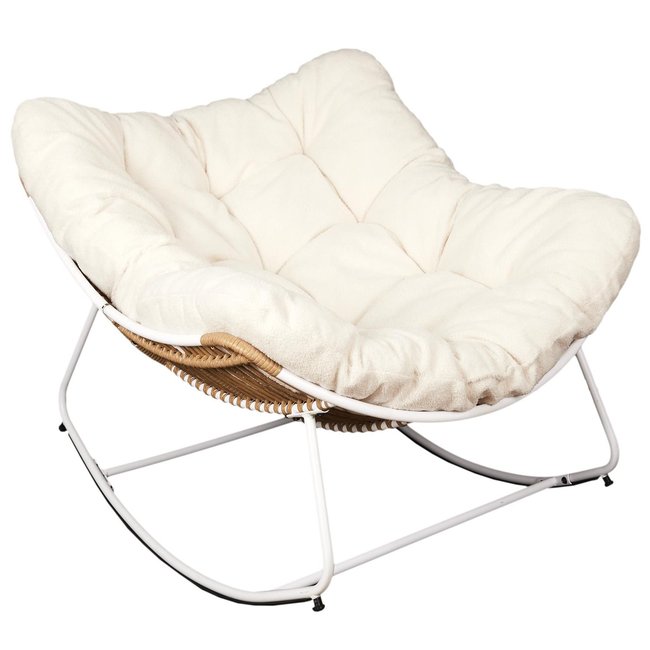 Fauteuil à bascule en bouclette Holen Couleur blanc <span itemprop=
