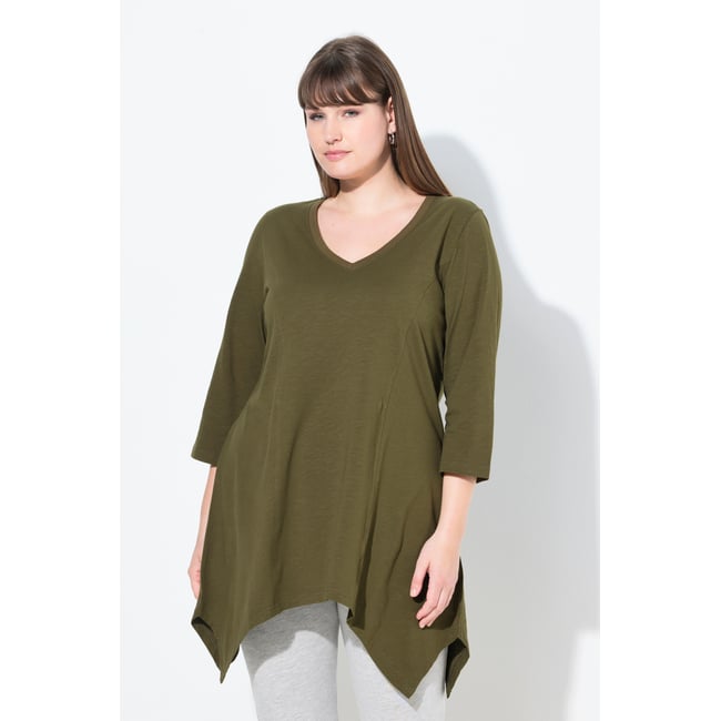 T-shirt, finition en pointe, col en V - ULLA POPKEN
