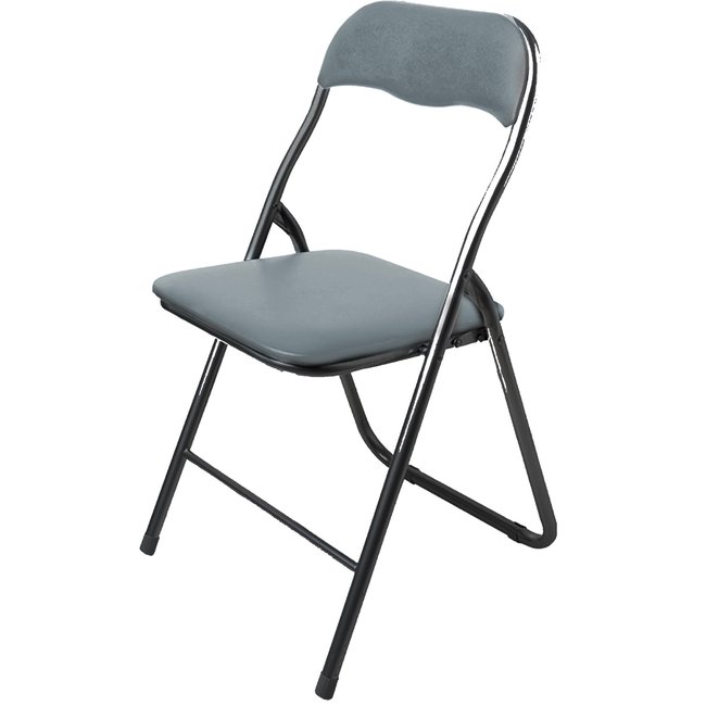Chaise d'appoint pliante en métal et PVC anthracite 44x48x80cm Couleur gris <span itemprop=