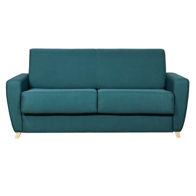 Canapé scandinave convertible avec matelas 18 cm GRAHAM Couleur bleu canard <span itemprop=