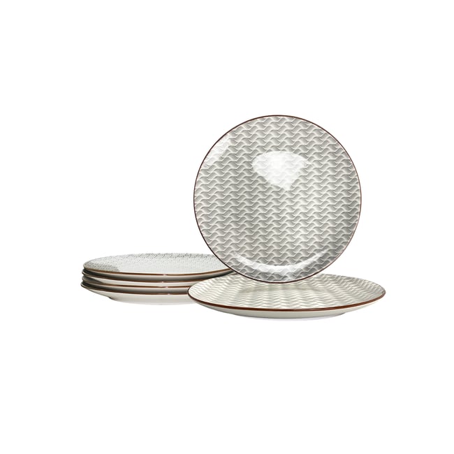 Lot de 6 petites assiettes à dessert, SLOW Couleur beige <span itemprop=