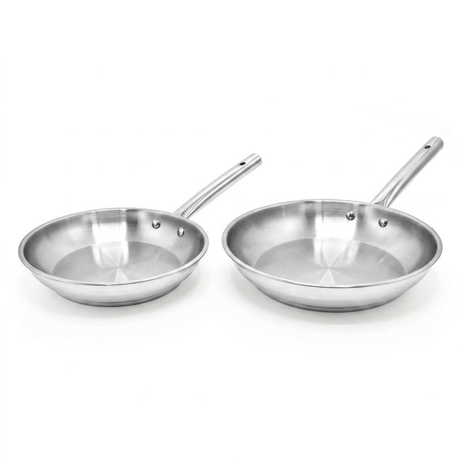 Lot 2 poêles de cuisson inox 20/24 cm gris <span itemprop=