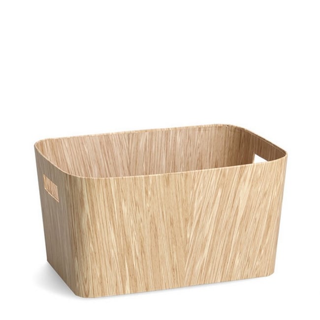 Panier rangement en carton Couleur bois clair <span itemprop=