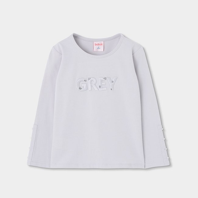 T-shirt en maille fille avec lettres GREY blanc <span itemprop=