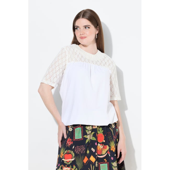 T-shirt col ras du cou et manches courtes blanc neige <span itemprop=