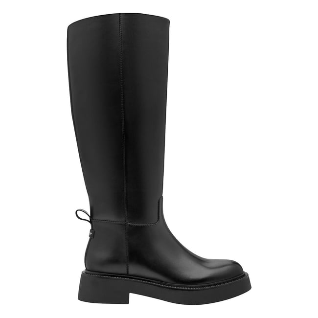 Flat Leather Calf Boots, black, TAMARIS