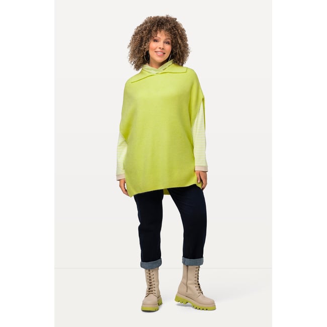 Pull sans manches oversized, bords-côtes vert citron <span itemprop=