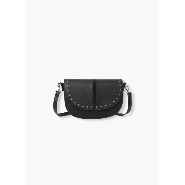 Besace cloutée en simili noir <span itemprop=