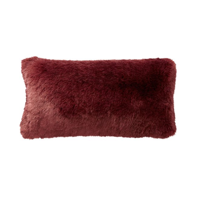 Taie de coussin en satin de coton, TSARINE rouge bourgogne <span itemprop=