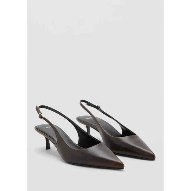 Chaussures à talon effet usé chocolat <span itemprop=