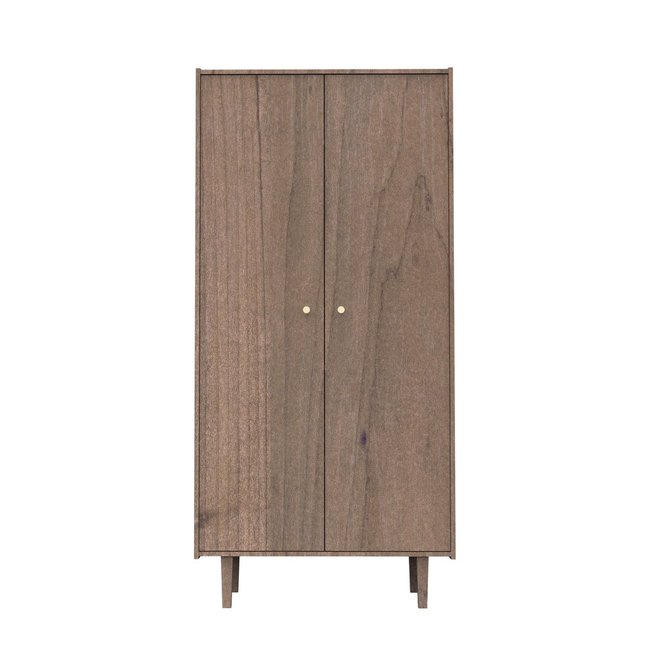 Armoire 2 portes bois et boutons métal Couleur marron <span itemprop=