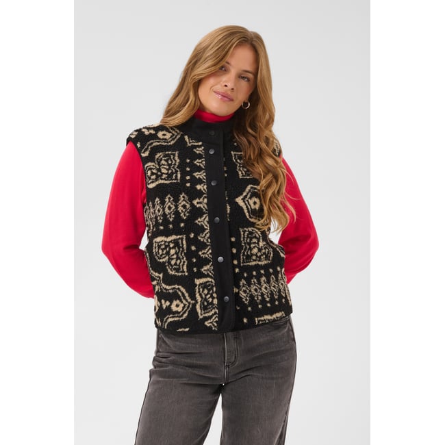 Manteau noir meteorite w. graphic print <span itemprop=