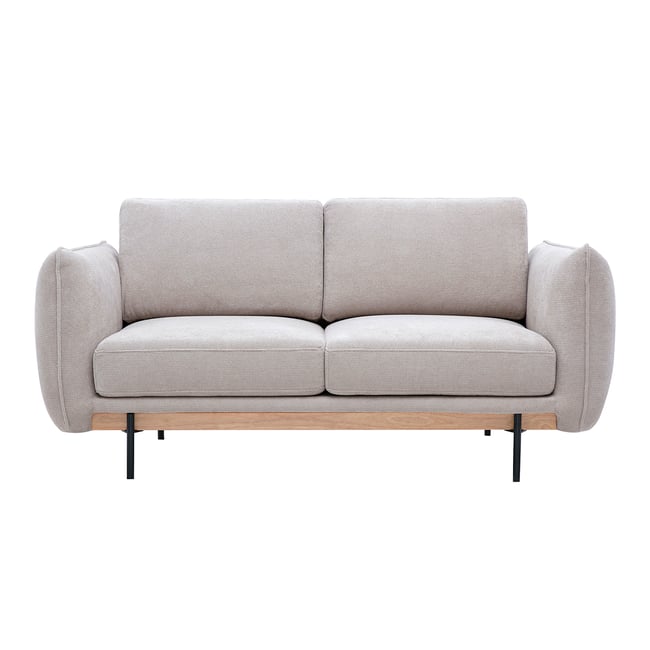 Canapé design 2 places en tissu chenille beige et métal noir TODD Couleur beige <span itemprop=