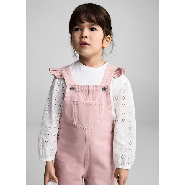 Salopette longue jean rose <span itemprop=