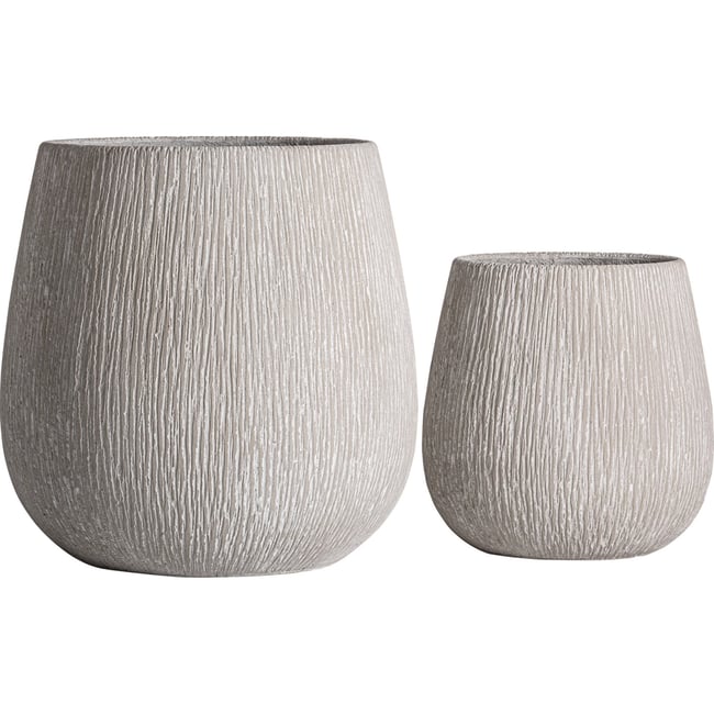 Lot de 2 vases amphores en ciment Couleur beige <span itemprop=