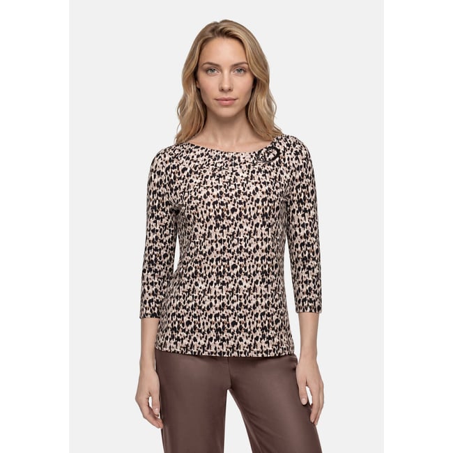 Haut imprimé à boucle beige/noir <span itemprop=
