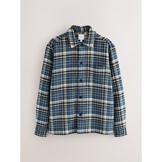Veste-chemise à motif patchwork bleu indigo <span itemprop=
