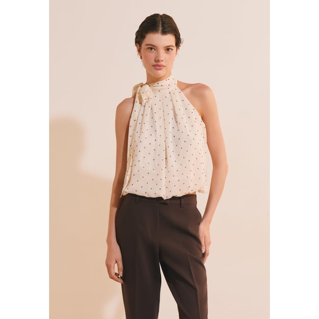 Top sans manches à pois A LILO IMP imp bleu vert <span itemprop=