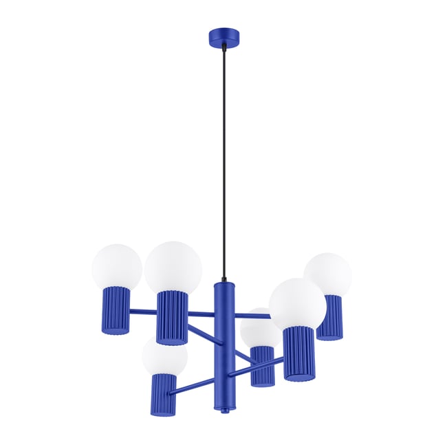 Lustre Aluminium Outremer G9 6 Halo Couleur bleu <span itemprop=