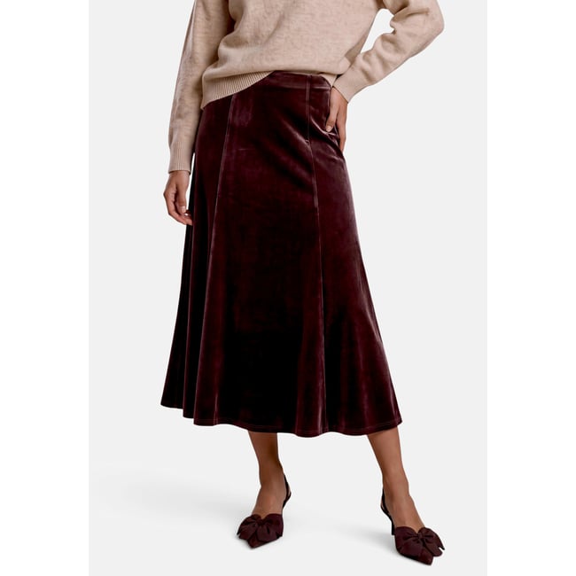 Jupe de coupe trapèze à taille élastique black coffee <span itemprop=