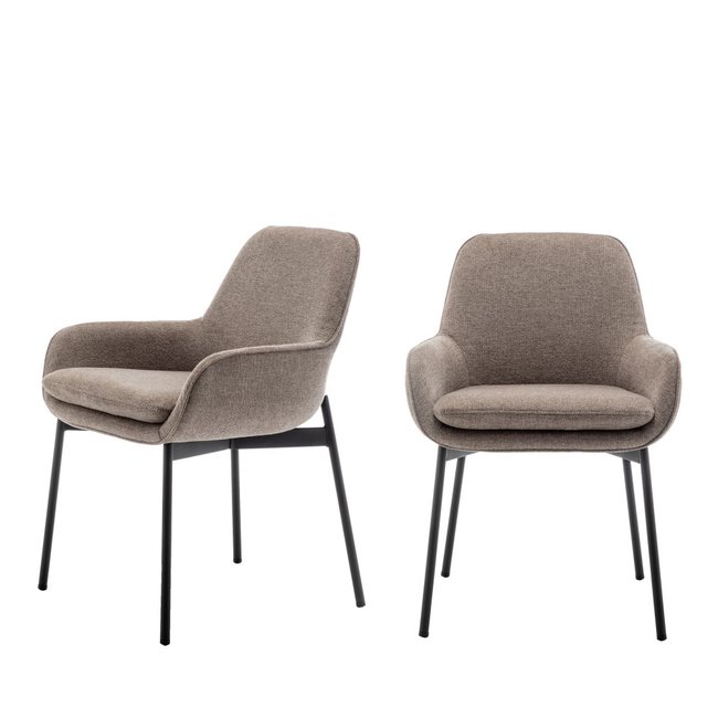 Lot de 2 fauteuils de table en tissu et métal- HAAS - DRAWER