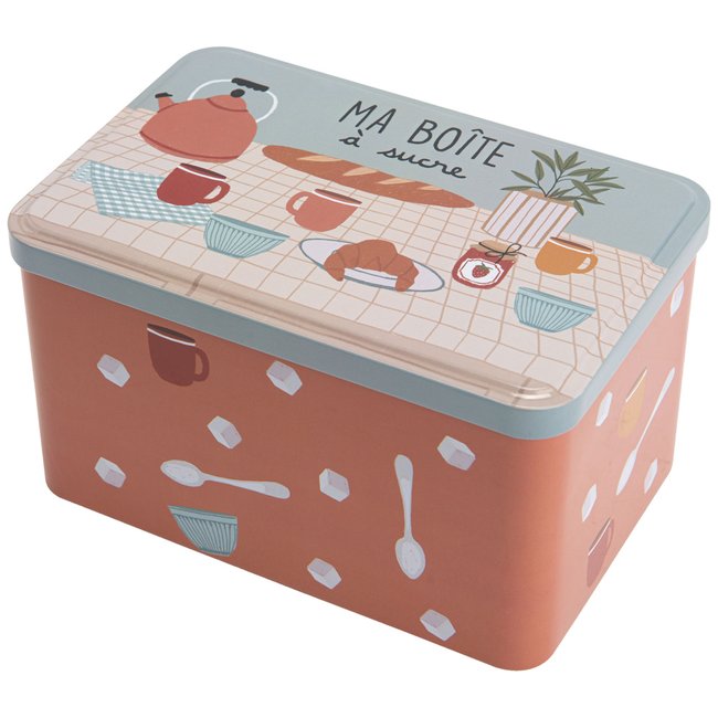 Boîte à sucres en morceaux en métal avec imprimés Couleur multicolore <span itemprop=