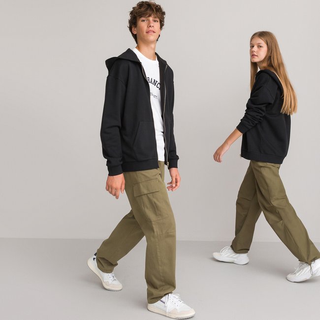 Sweat zippé à capuche oversize en molleton unisexe noir <span itemprop=