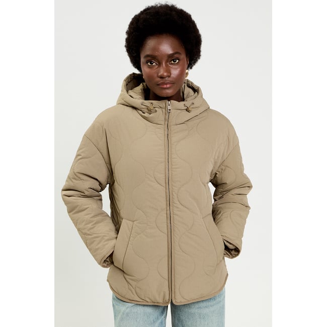 Doudoune bas resserré à capuche gris <span itemprop=