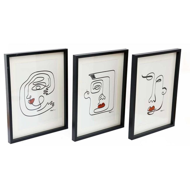 Assortiment de 3 cadres Visages Couleur v002228 <span itemprop=