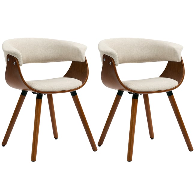 Chaise de salle à manger Tissu aspect lin beige, marron <span itemprop=