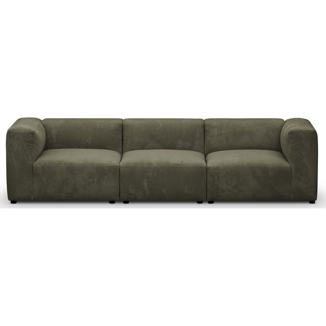 Canapé modulable 4 places en velours côtelé - MODULO Couleur vert kaki <span itemprop=