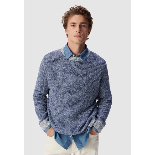Pull tricot mouliné dark riviera <span itemprop=