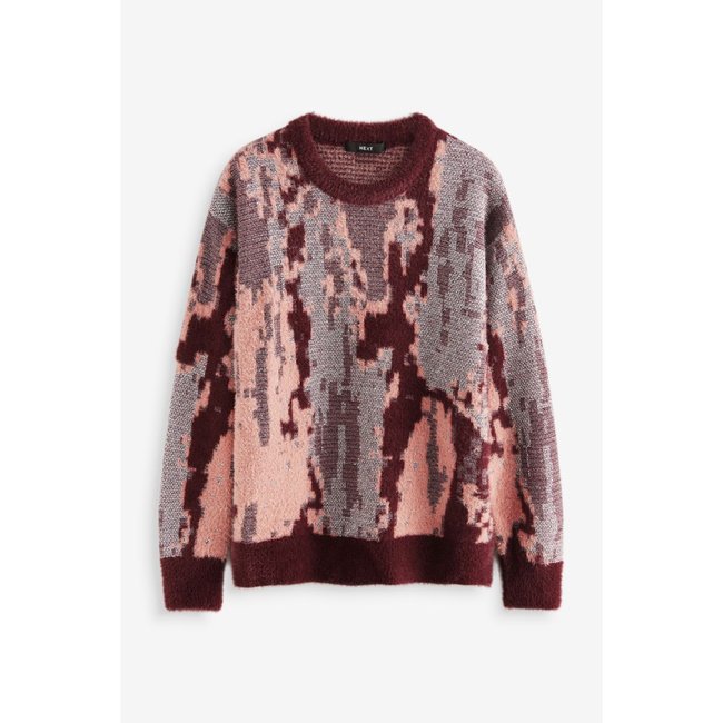 Pull en maille à imprimé abstrait scintillant baies rouges <span itemprop=