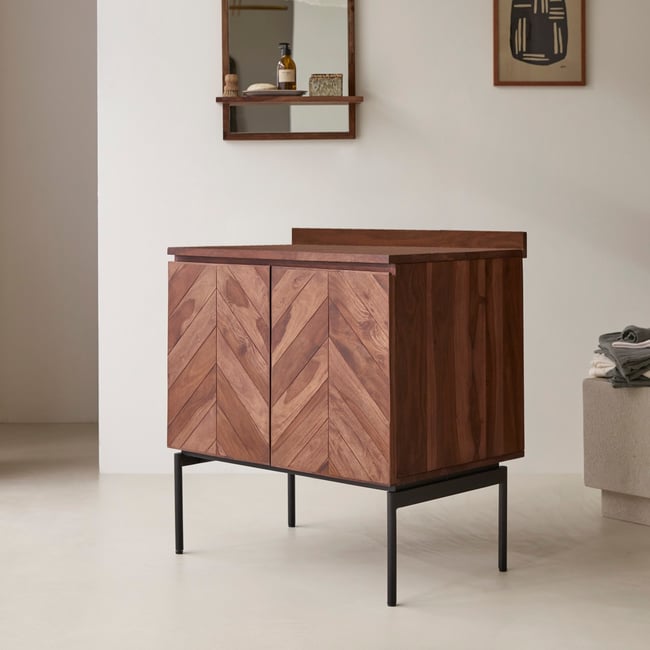 Meuble de rangement salle de bain, ISMAËL Couleur marron foncé <span itemprop=