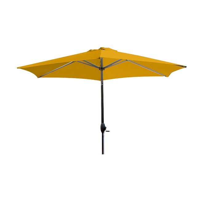 Parasol en alu et toile polyester moutarde MARBELLA jaune moutarde <span itemprop=
