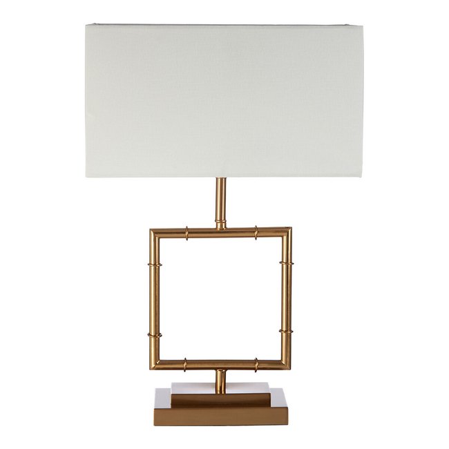 Gold Wire Cutout with White Linen Shade Table Lamp, gold-coloured, SO'HOME