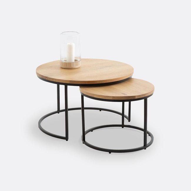 Lot de 2 tables basses gigognes en chêne, Vova Couleur chêne <span itemprop=