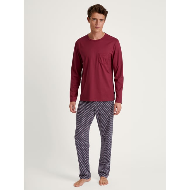 Pyjama manches longues Coton RELAX IMPRINT rouge mars <span itemprop=