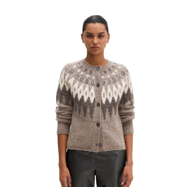 Cardigan jacquard ajusté en un mélange douillet de laine et de laine d'alpaga - MARC O'POLO