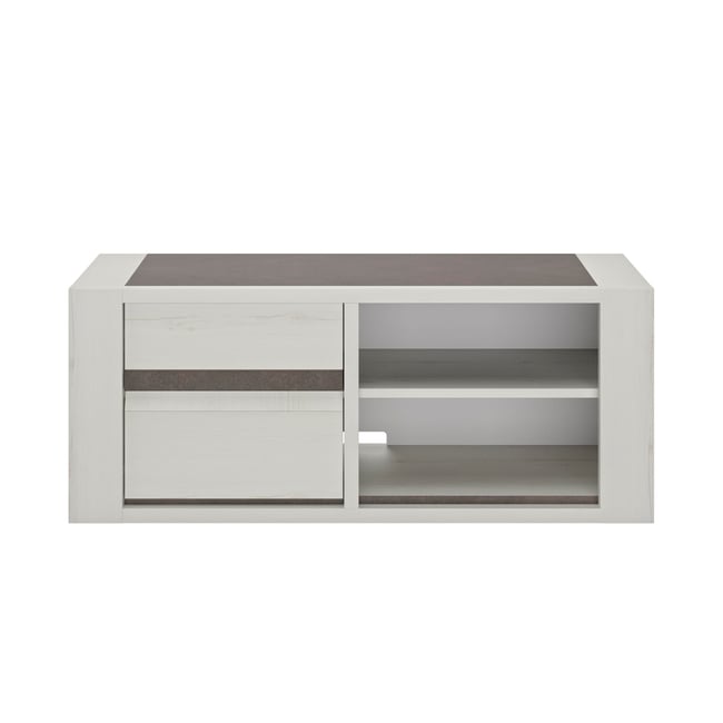 Meuble tv 1 porte 140cm avec 2 tablettes Couleur beige <span itemprop=